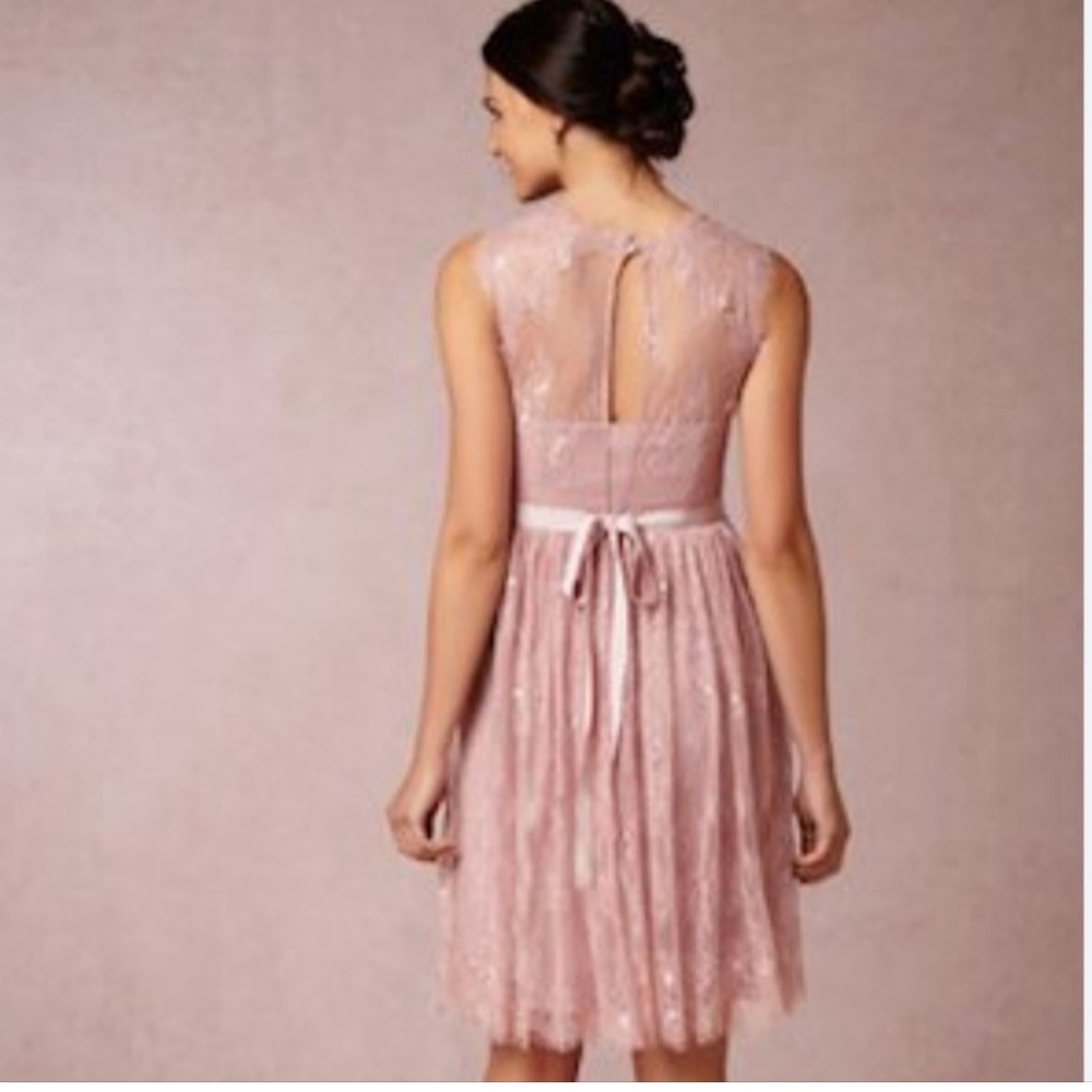 Hitherto Blush All Over Lace Eyelash Trim Special Occasion Midi Dress Women's 2